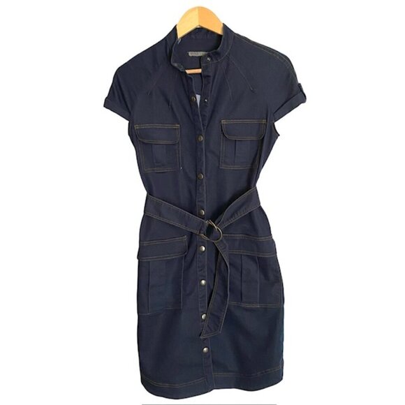 Zara Belted Denim Dress Small - Picture 1 of 3